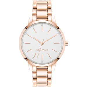 Nine West Women's Rose Gold Crystal Accented Bracelet Watch